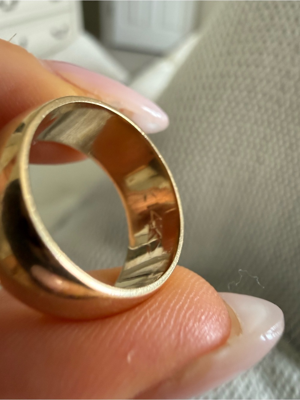 14K Solid Yellow Gold Wide Band Ring 5g Vintage - Picture 3 of 6